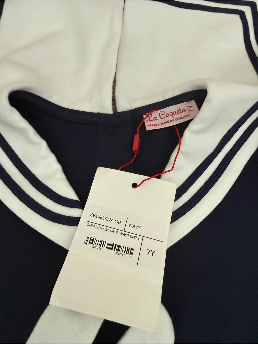 Classic Navy Sailor Dress for Girls - La Coqueta Size 7
